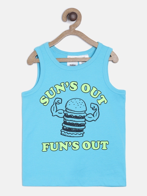 

OSHKOSH Bgosh Boys Turquoise Blue Printed Round Neck T-shirt