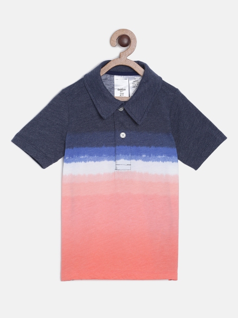 

OSHKOSH Bgosh Boys Blue & White Tie & Dye Polo Collar T-shirt