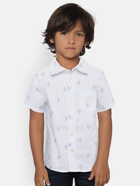 

OSHKOSH Bgosh Boys White Regular Fit Printed Casual Shirt