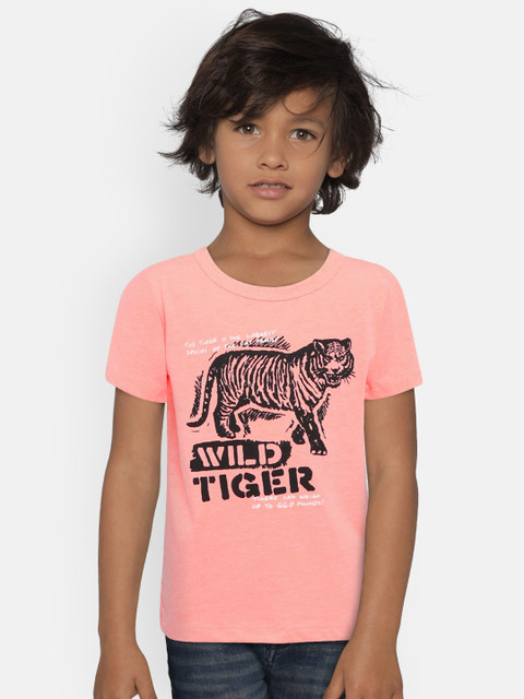 

OSHKOSH Bgosh Boys Orange Printed Round Neck T-shirt