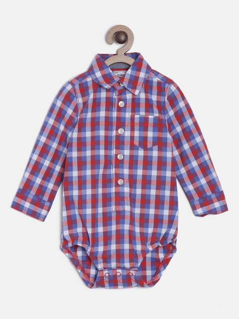 

OSHKOSH Bgosh Boys Red & White Checked Rompers