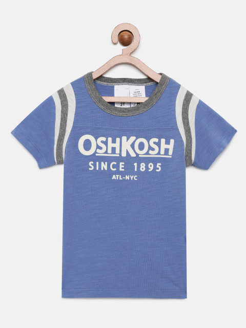 

OSHKOSH Bgosh Boys Blue Solid Round Neck T-shirt