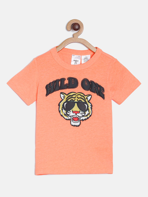 

OSHKOSH Bgosh Boys Orange Printed Glow In The Dark Round Neck T-shirt