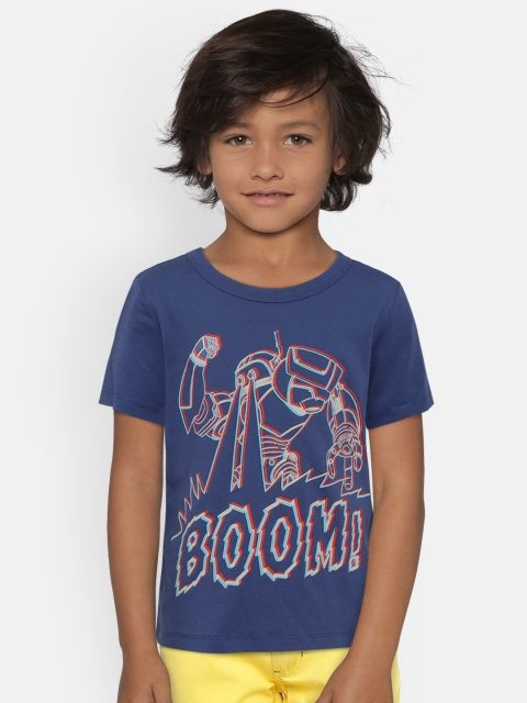 

OSHKOSH Bgosh Boys Blue Printed Round Neck T-shirt with 3D Sunglasses