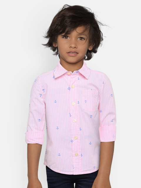 

OSHKOSH Bgosh Boys Pink Regular Fit Striped Casual Shirt