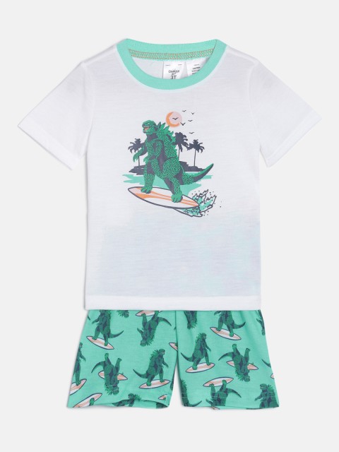 

OSHKOSH Bgosh Boys White & Green Printed Night suit 25940415