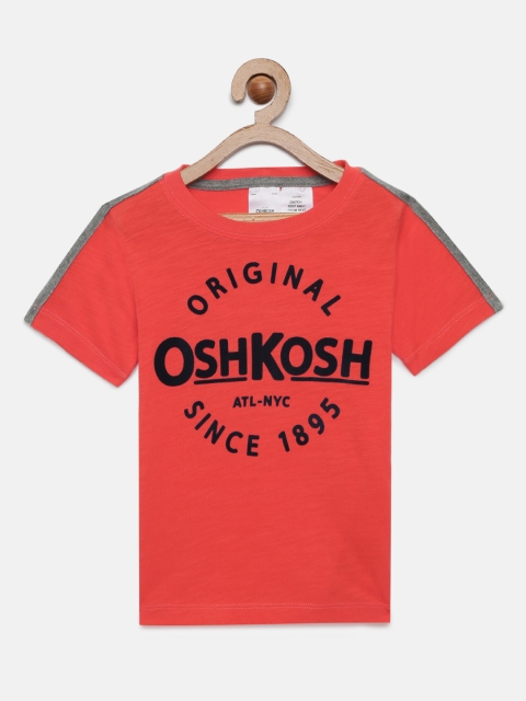 

OSHKOSH Bgosh Boys Orange Solid Round Neck T-shirt