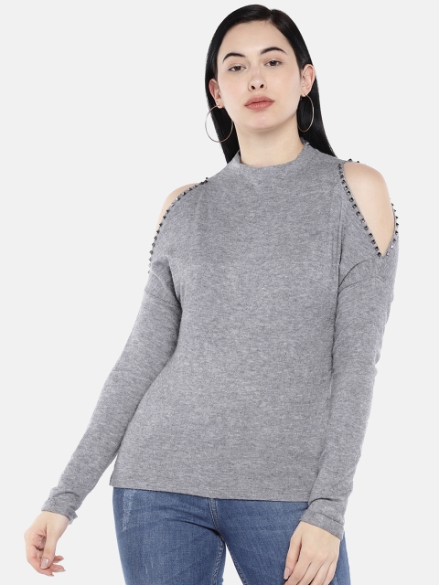 

Deal Jeans Women Grey Solid Fitted Top