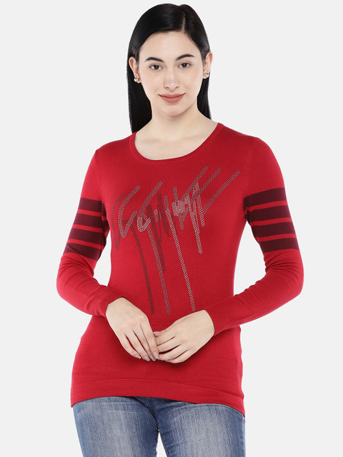

Deal Jeans Women Red Embellished Sweater