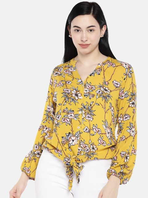 

Deal Jeans Women Yellow Regular Fit Printed Casual Shirt