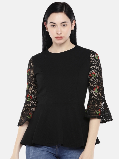 

Deal Jeans Women Black Solid Peplum Top