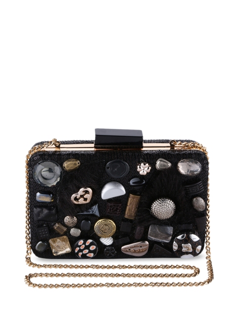

Vdesi Black Embellished Box Clutches