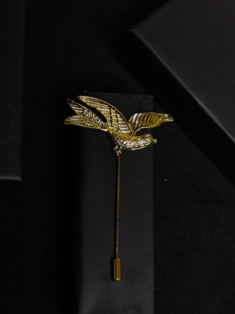 

Jewel Junction Men Gold-Toned Flying Bird Shaped Brooch