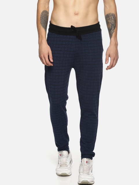 

Masculino Latino Men Blue Checked Mid-Rise Straight Fit Track Pants