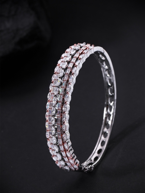 

Priyaasi Oxidised Silver-Plated CZ Studded Handcrafted Bangle-Style Bracelet