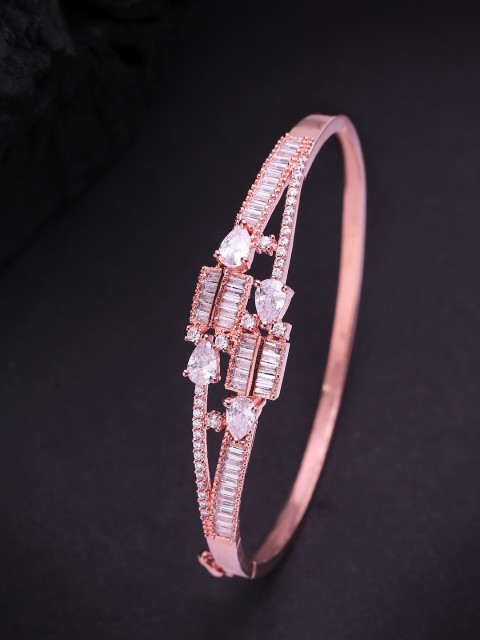

Priyaasi Rose Gold-Plated Stone Studded Handcrafted Bangle Style Bracelet