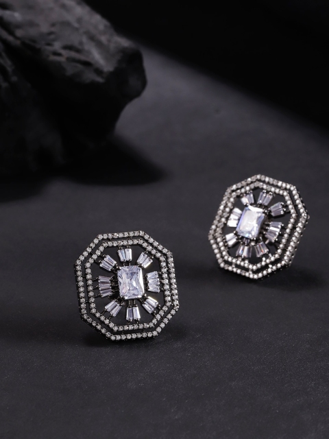 

Priyaasi Gunmetal-Plated Handcrafted Geometric AD Studs, Metallic