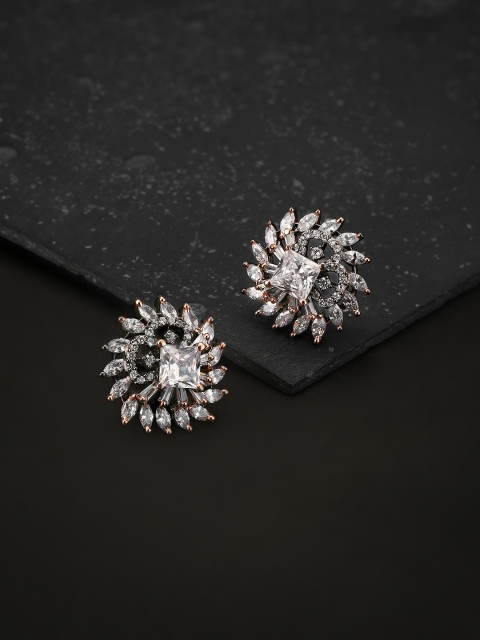 

Priyaasi Gold-Toned Gunmetal-Plated Handcrafted Contemporary AD Studs, Metallic