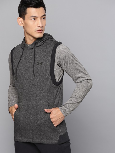 

UNDER ARMOUR Men Charcoal Grey Unstoppable 2X Solid Hooded Sweatshirt