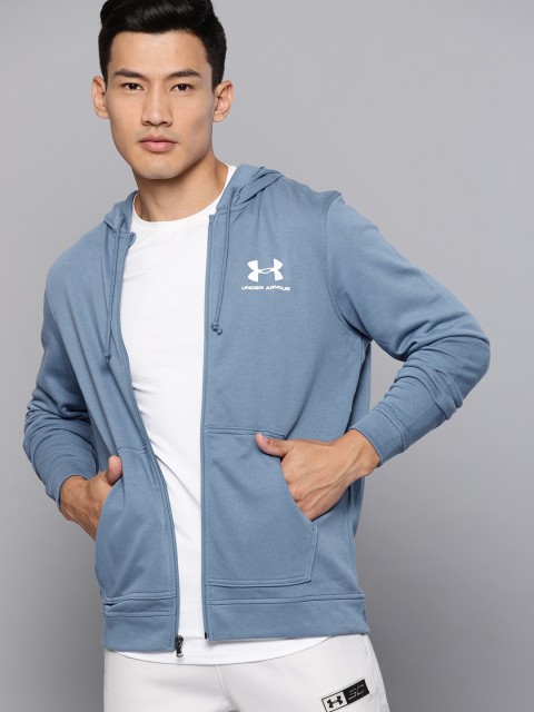 

UNDER ARMOUR Men Blue Solid Sportstyle Terry Full Zip Sweatshirt