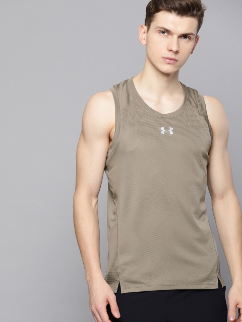 

UNDER ARMOUR Men Brown Qualifier Self Design Round Neck T-shirt