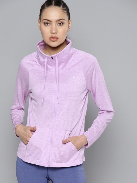 

UNDER ARMOUR Women Lavender Self-Design Tech Twist Full Zip Loose Sporty Jacket
