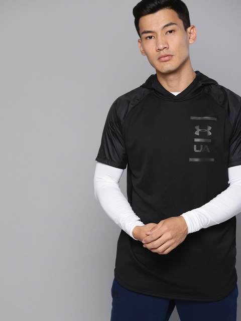 

UNDER ARMOUR Men Black Printed Hooded MK-1 Terry Sweatshirt