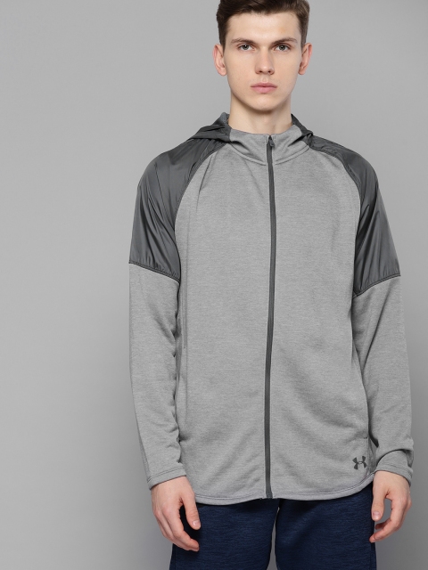 

UNDER ARMOUR Men Grey Solid Hooded MK-1 Terry Sweatshirt