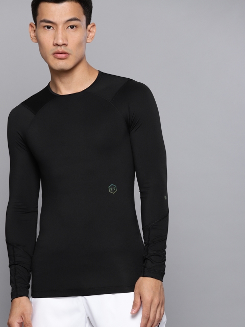 

UNDER ARMOUR Men Black Rush Compression Solid T-shirt