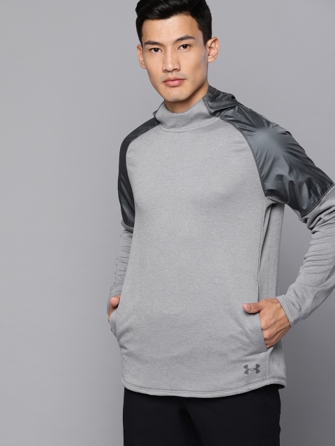 

UNDER ARMOUR Men Grey Solid Hooded MK-1 Terry Sweatshirt