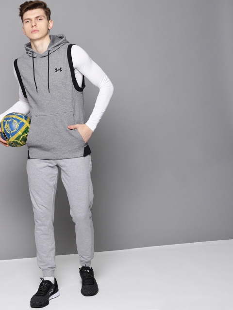 

UNDER ARMOUR Men Grey Unstoppable 2X Solid Hooded Sweatshirt