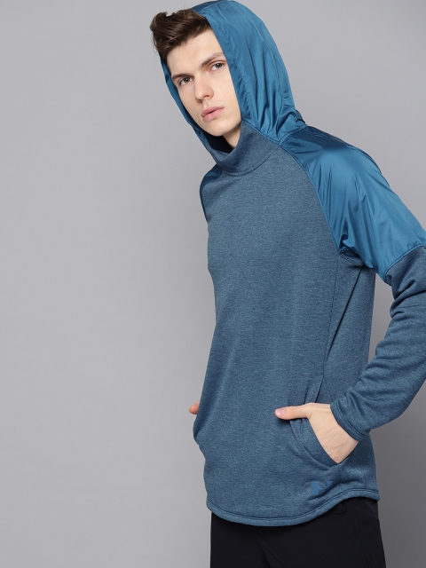 

UNDER ARMOUR Men Teal Solid MK1 Terry Hooded Solid Sweatshirt