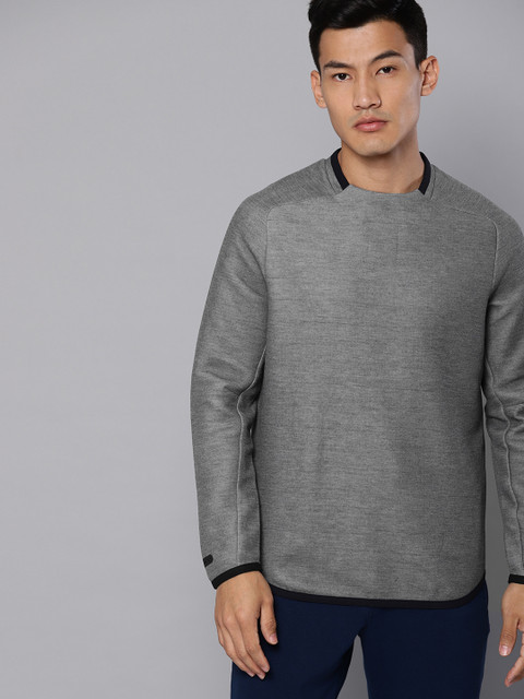

UNDER ARMOUR Men Charcoal Grey Solid Unstoppable Move Light Crew Sweatshirt
