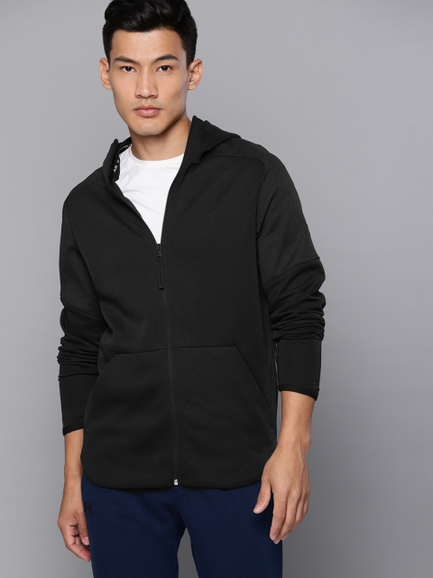 

UNDER ARMOUR Men Black Unstoppable Move Light FZ Solid Hooded Sporty Jacket