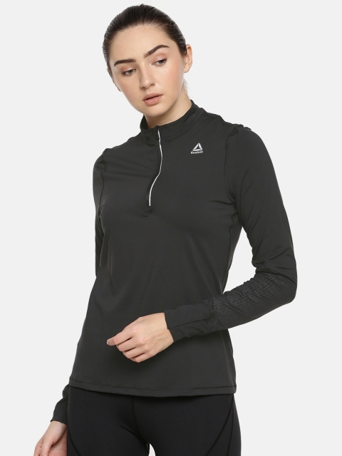 

Reebok Women Black Solid OSR THERMOWARM Running Sweatshirt