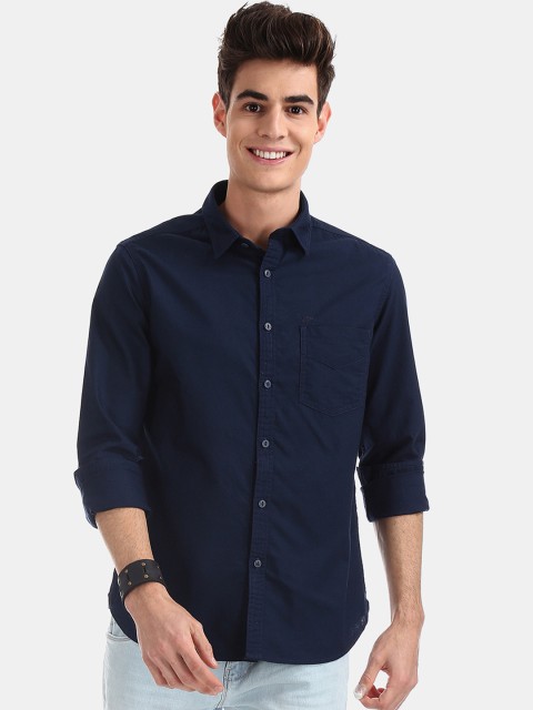

Ed Hardy Men Navy Blue Slim Fit Solid Casual Shirt