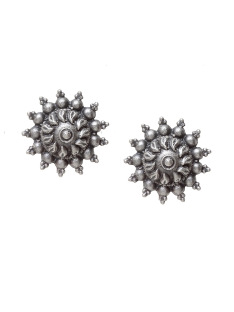 

PANASH Silver-Plated Oxidized Floral Studs