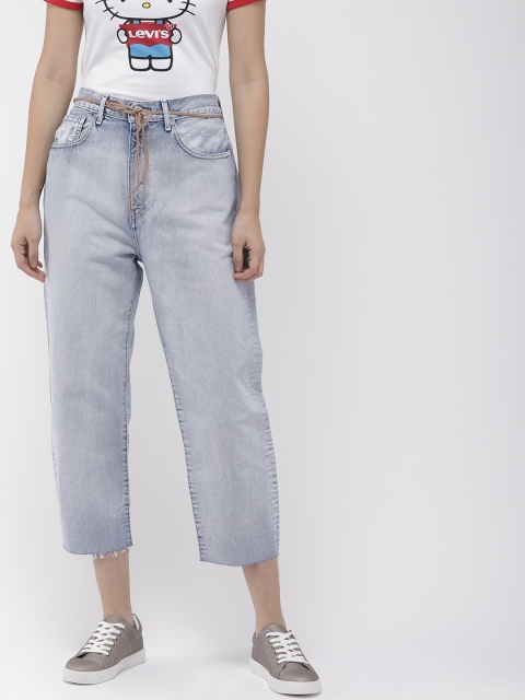 

Levis Women Blue High-Rise Clean Look Made and Crafted Barrel Cropped Jeans