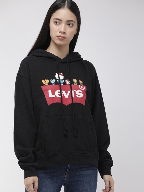 

Levis Women Black Printed Hooded Sweatshirt