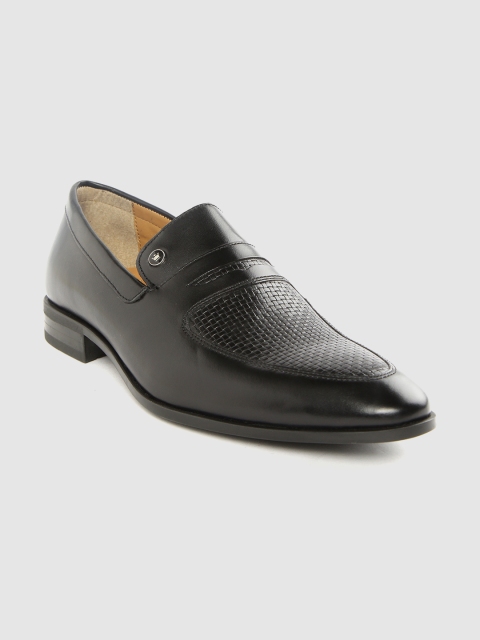 

Louis Philippe Men Black Basketweave Textured Formal Leather Slip Ons