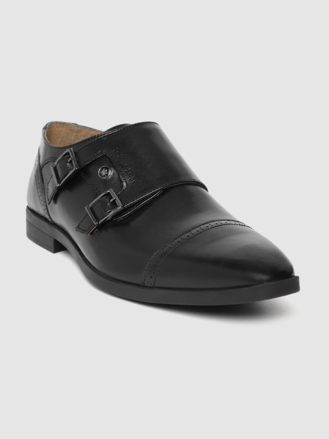 

Louis Philippe Men Black Solid Leather Formal Monks