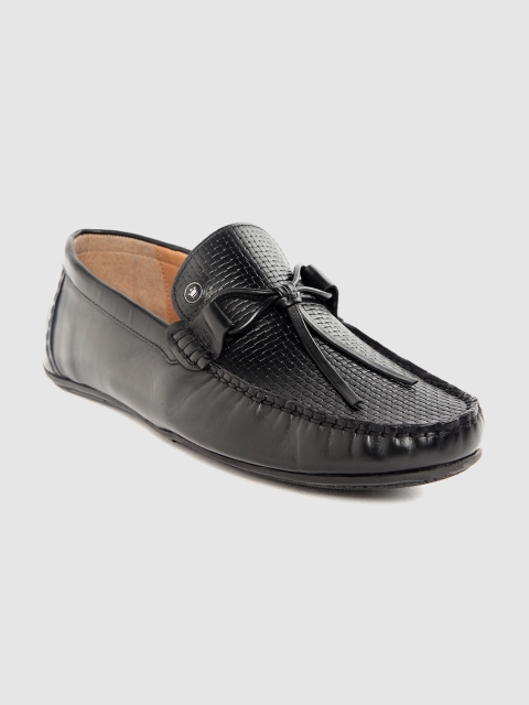 

Louis Philippe Men Black Leather Basketweave Driving Shoes