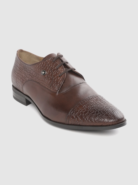 

Louis Philippe Men Coffee Brown Croc Textured Leather Semiformal Derbys