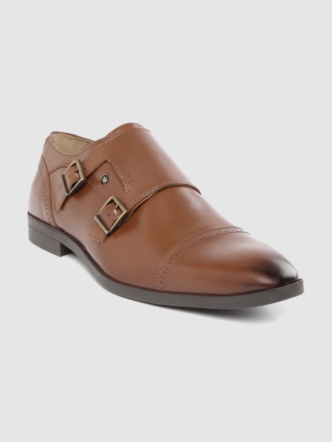 

Louis Philippe Men Brown Solid Leather Formal Monks