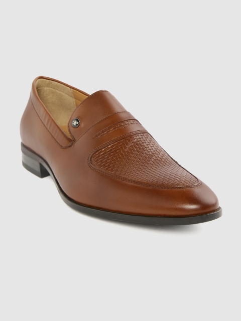 

Louis Philippe Men Brown Basketweave Textured Leather Formal Slip-Ons