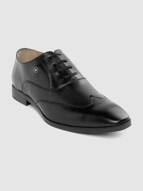 

Louis Philippe Men Black Textured Leather Formal Oxfords
