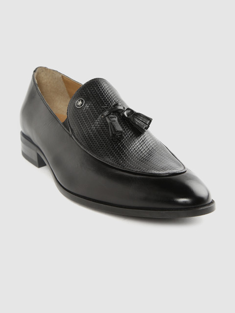 

Louis Philippe Men Black Basketweave Textured Leather Formal Slip-Ons