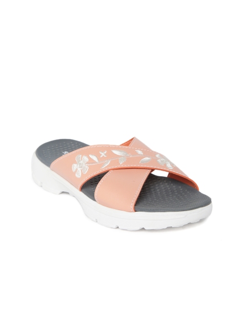 

KazarMax Women Peach-Coloured & Off-White Embroidered Toe Flats