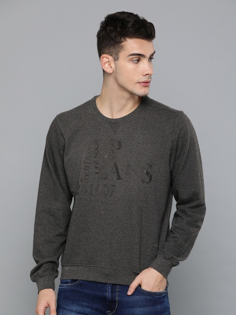 

Louis Philippe Jeans Men Charcoal Grey Printed Sweatshirt