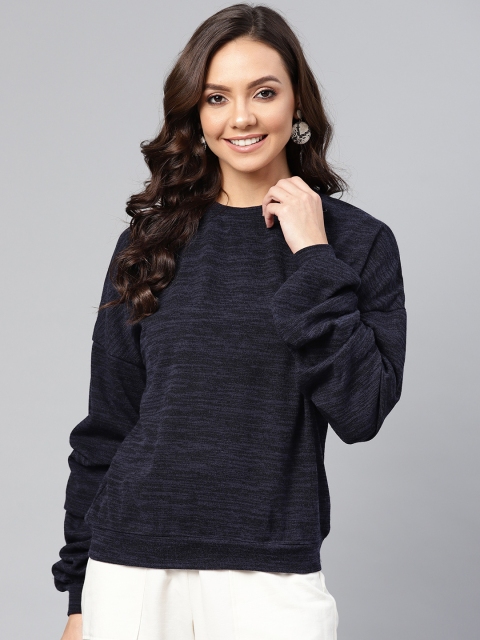 

Femella Women Navy Blue Self Design Sweater